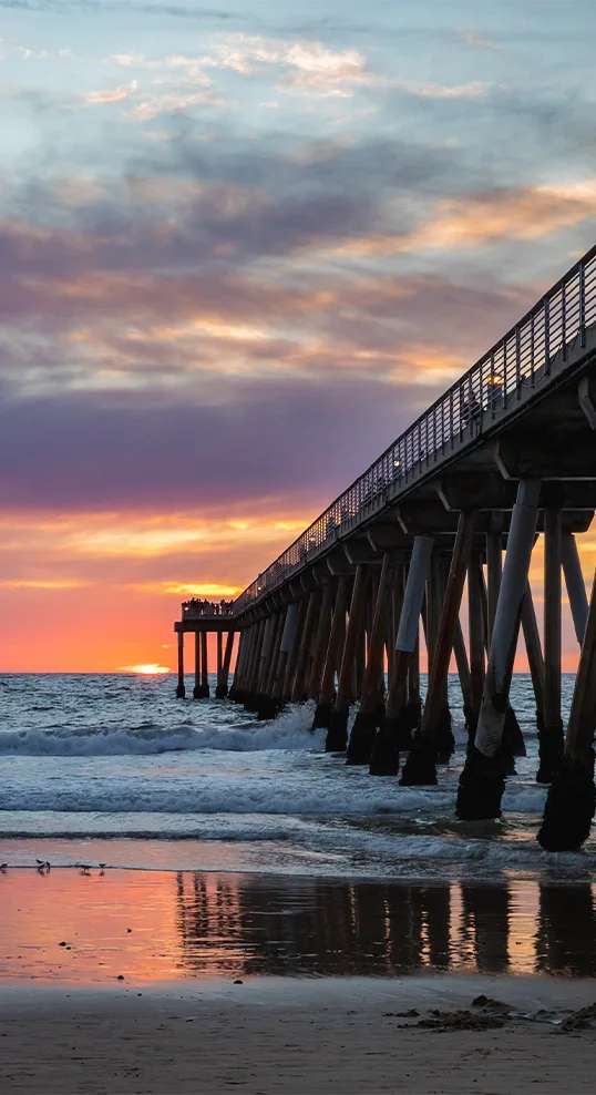Pier at sunset over the ocean in San Diego, symbolizing peace, healing, and recovery at San Diego Wellness Center.