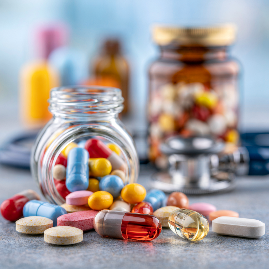 Prescription medications and pill bottles representing medically supervised withdrawal care. San Diego Wellness Center provides same day medical detox in San Diego, California with safe, personalized treatment, medical monitoring, and support for drug and alcohol withdrawal.