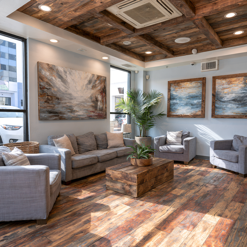 Comfortable lobby in San Diego, CA, representing a licensed medical detox center with a welcoming environment for safe withdrawal management, compassionate care, and the first step toward lasting recovery at San Diego Wellness Center.